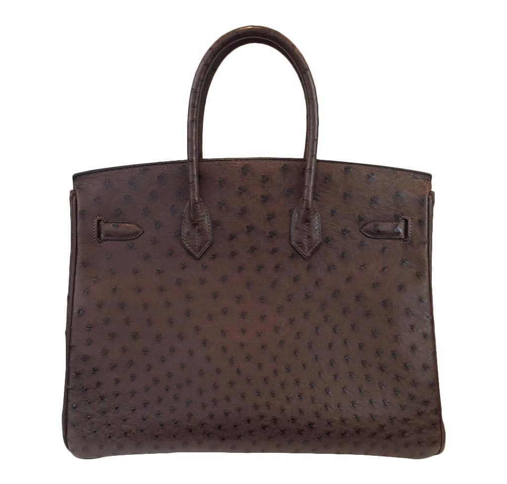 Hermes Birkin 35 Marron Fonce Ostrich Palladium Hardware