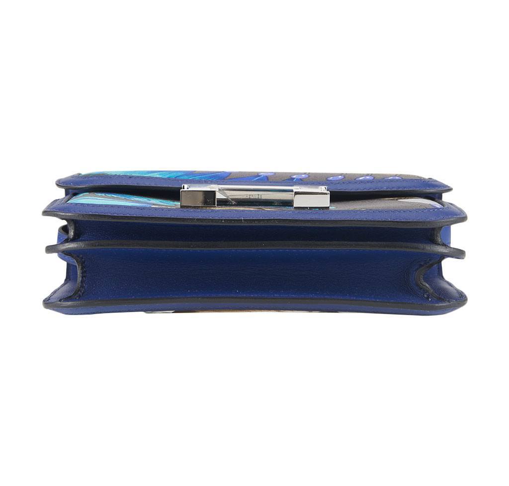 Hermes Constance Mini 18 Brasil Graphite Blue Thalassa Silk Swift Leather Palladium Hardware