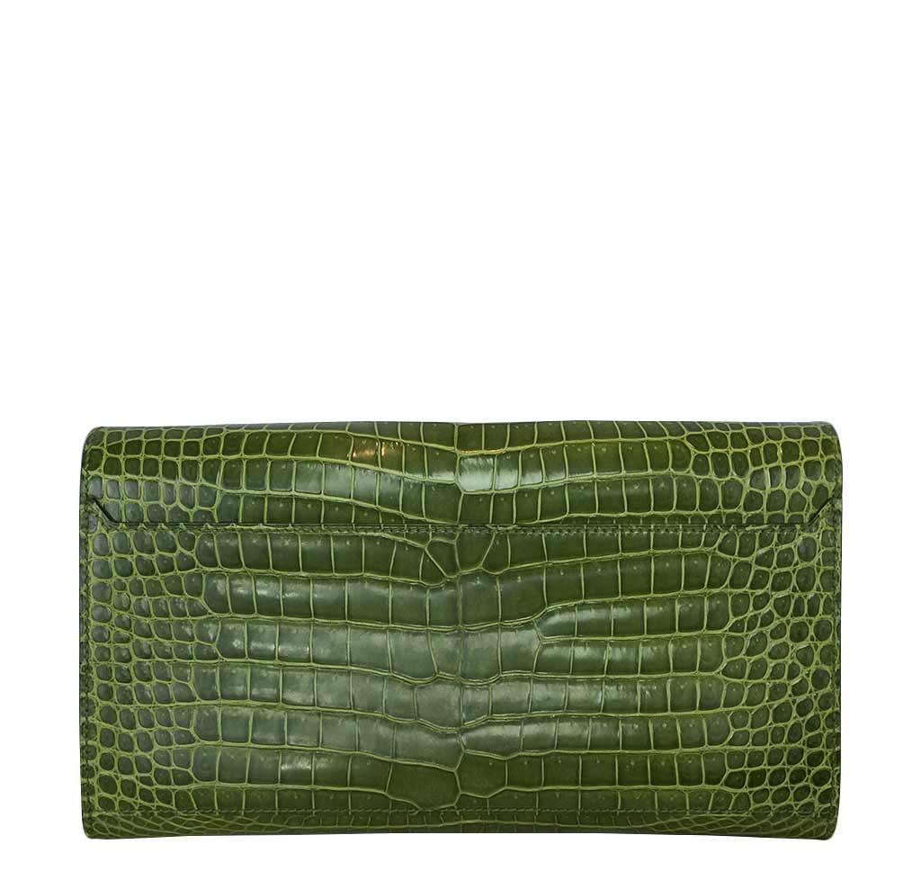 Hermes Goodlock Clutch Pelouse Porosus Crocodile Gold Hardware