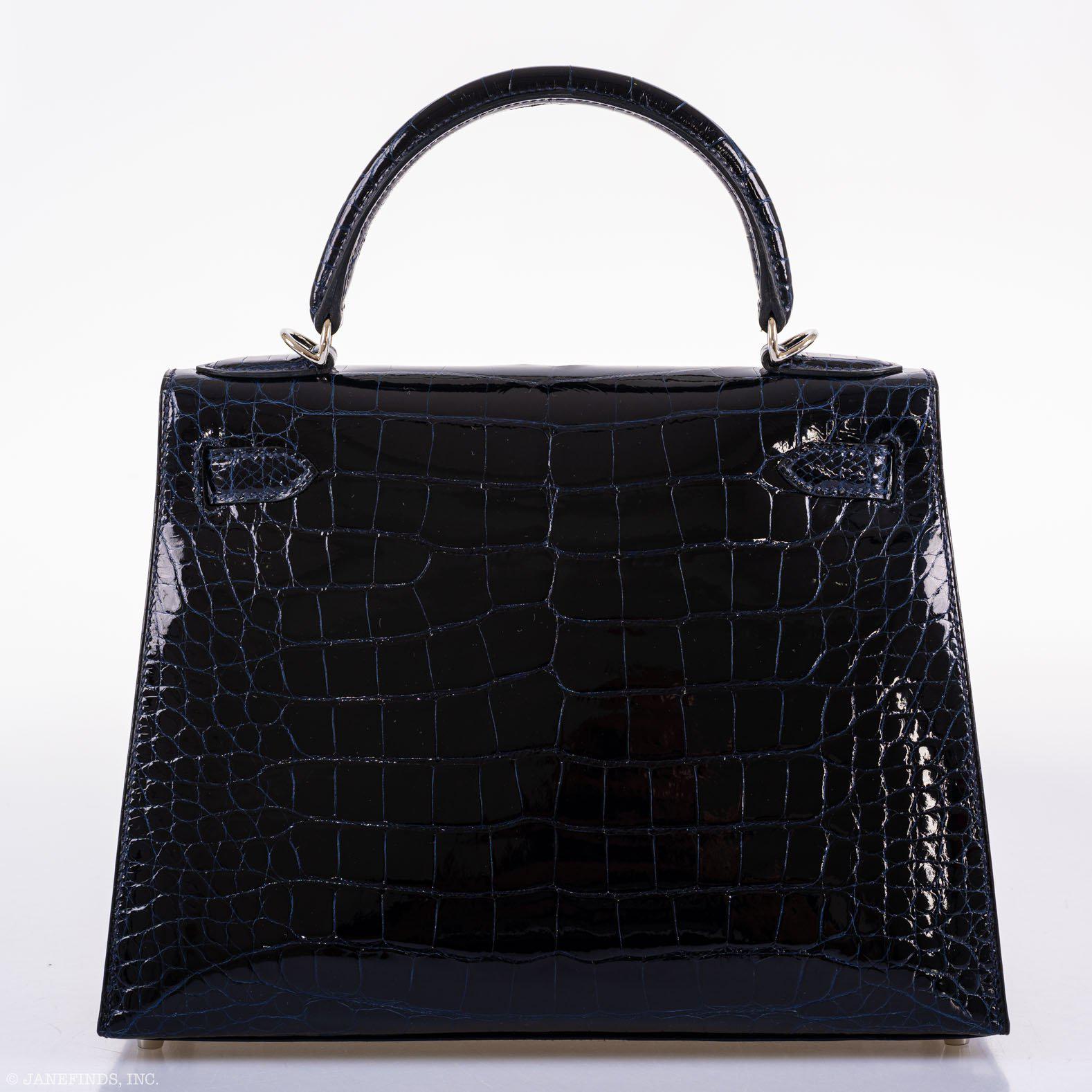 Hermes Kelly 28 Sellier Verso Blue Marine Palladium Hardware - 2019, D