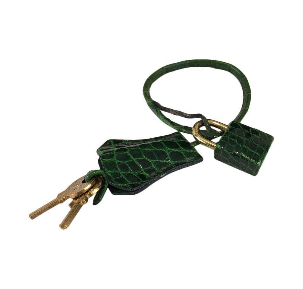 Hermes Kelly Sellier 35 Vert Emerald Alligator Gold Hardware