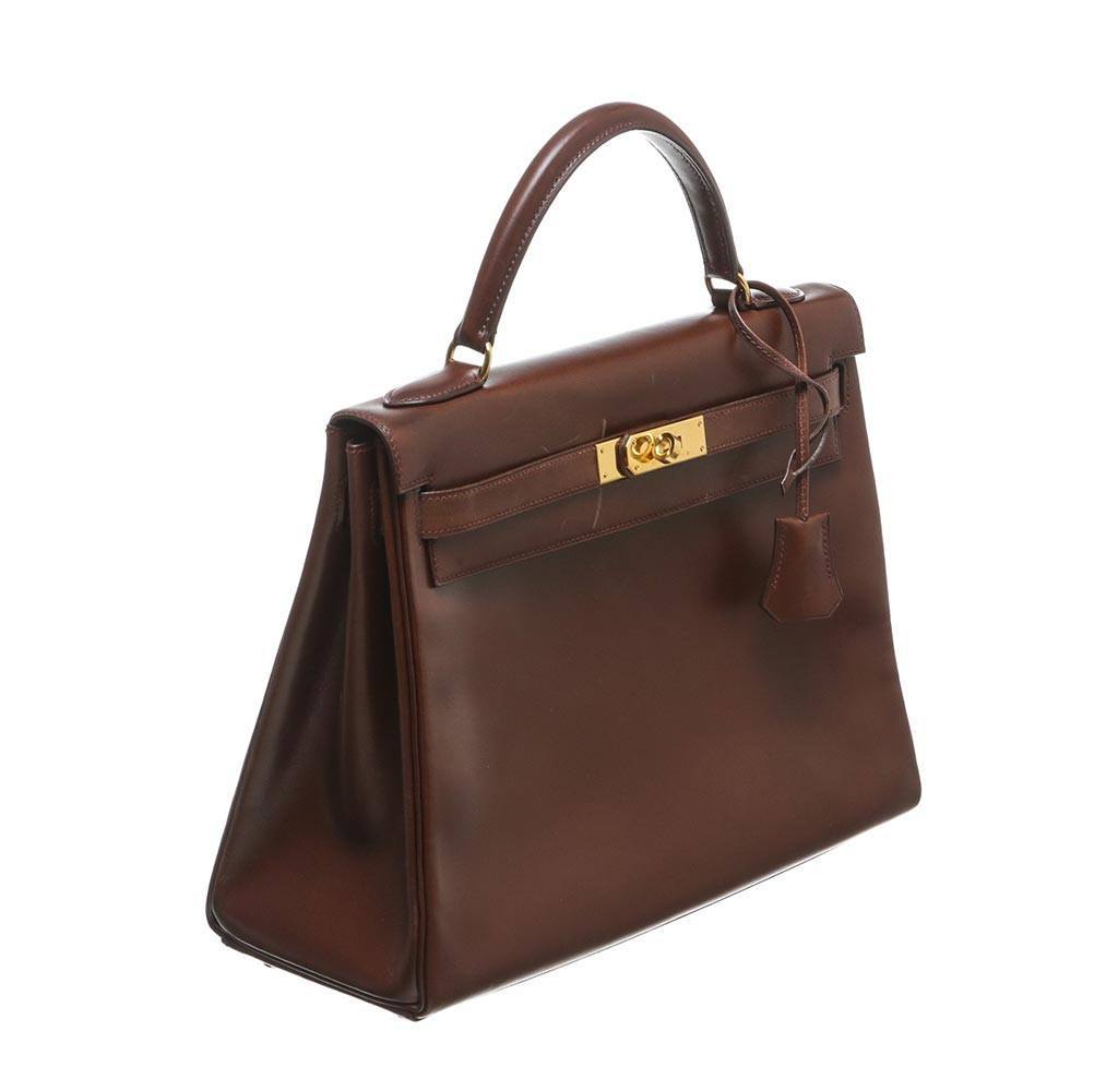 Hermes Kelly 32 Brown Box Leather Gold Hardware