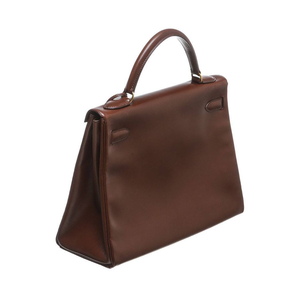 Hermes Kelly 32 Brown Box Leather Gold Hardware