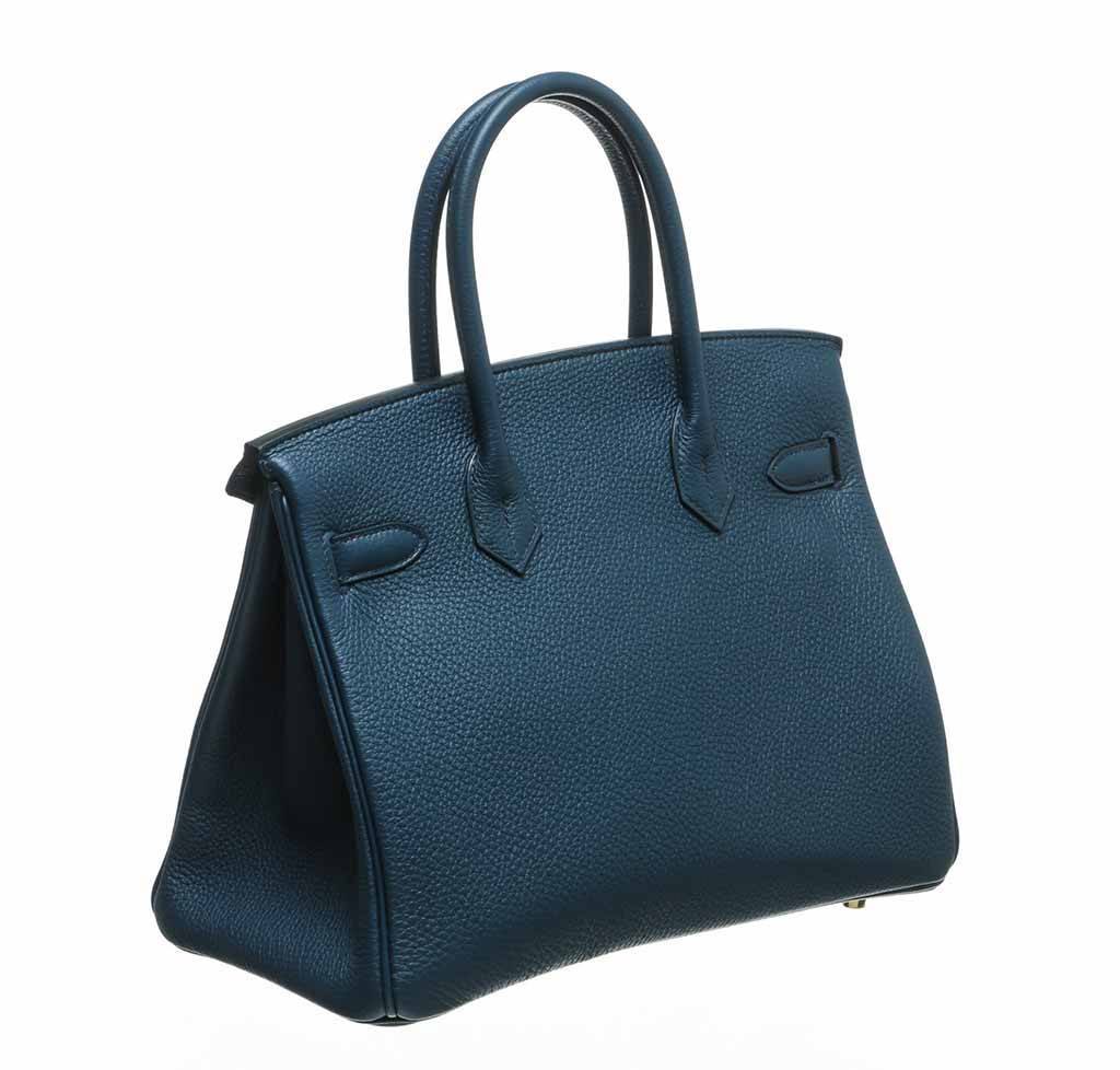 Hermes Birkin 30 Bleu Prusse Togo Leather Gold Hardware