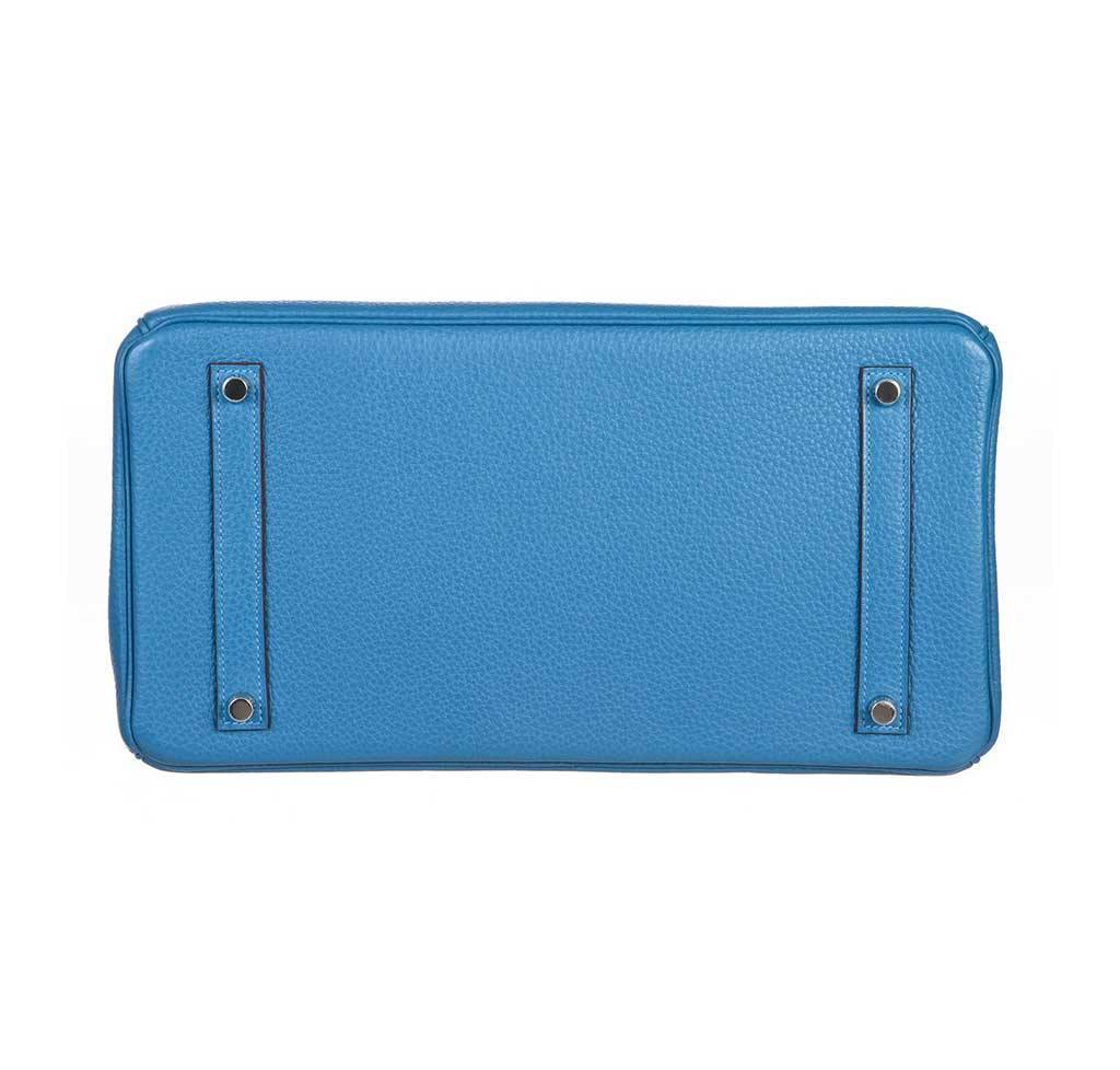 Hermes Birkin 35 Mykonos Blue Clemence Leather Palladium Hardware