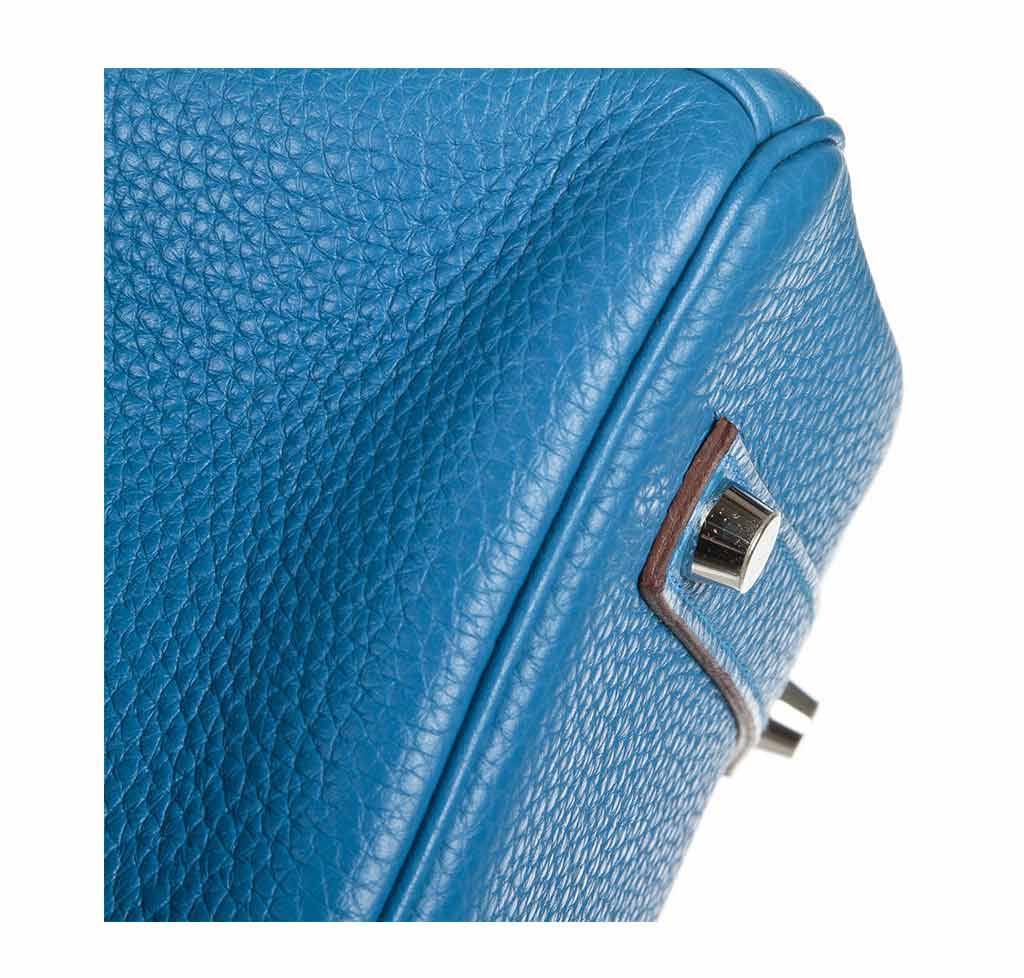 Hermes Birkin 35 Mykonos Blue Clemence Leather Palladium Hardware