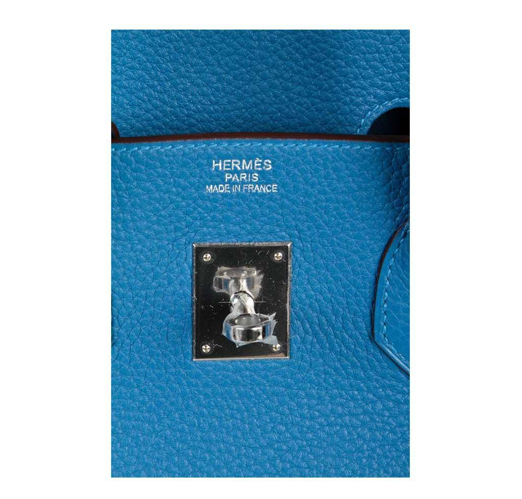 Hermes Birkin 35 Mykonos Blue Clemence Leather Palladium Hardware
