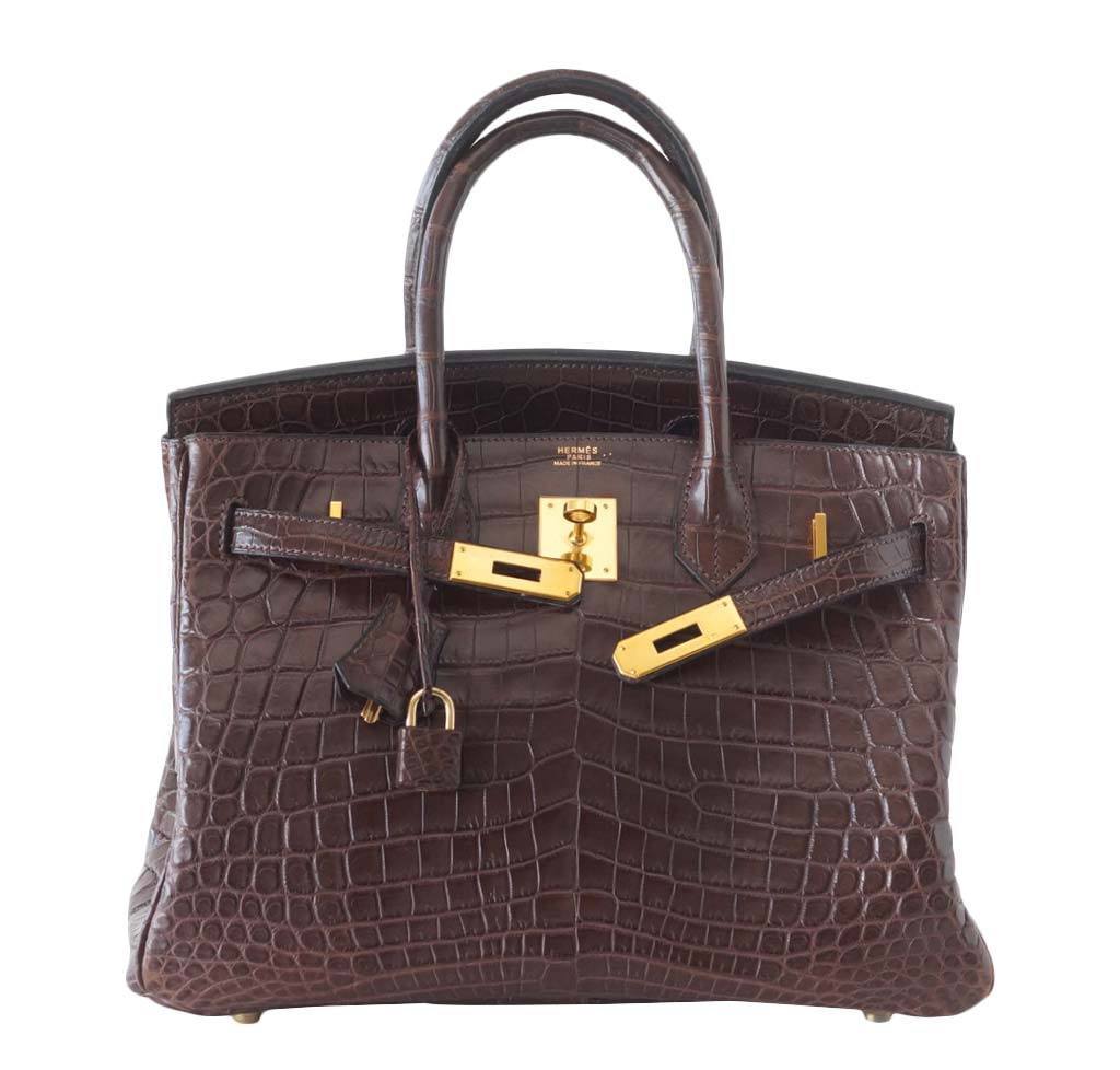 Hermes Birkin 30 Matte Havane Niloticus Crocodile Gold Hardware