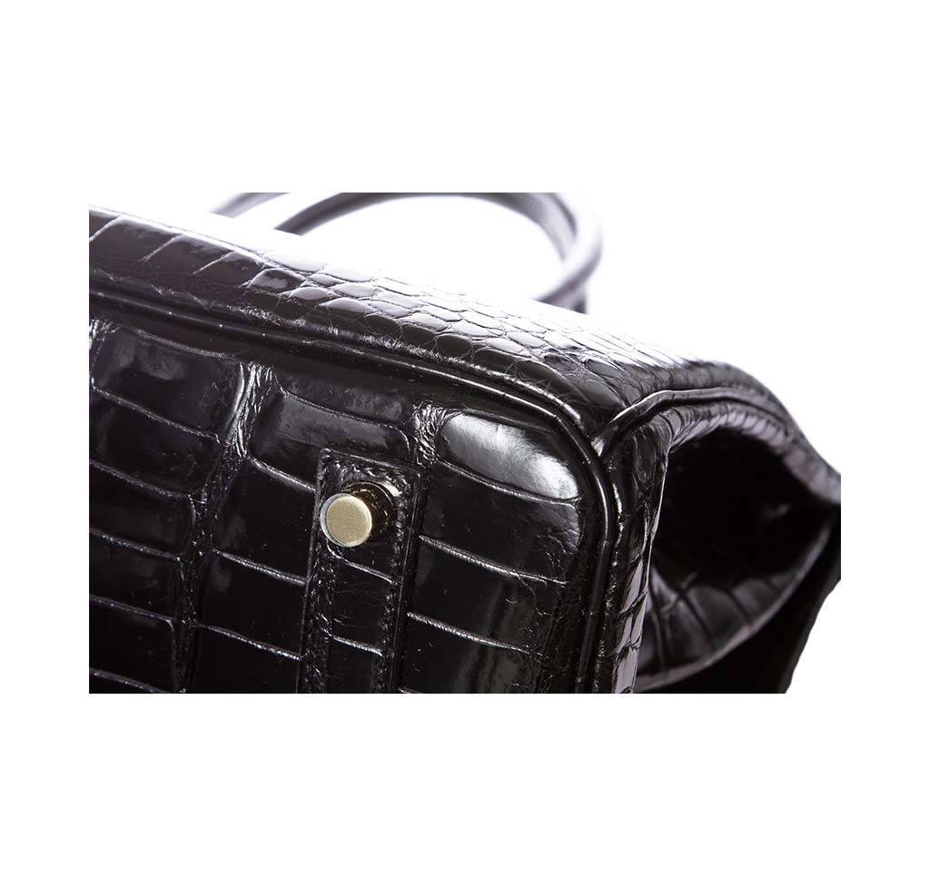 Hermes Birkin 35 Noir Porosus Crocodile Gold Hardware
