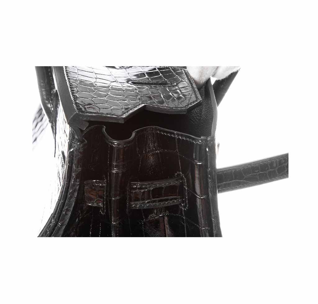 Hermes Birkin 35 Noir Porosus Crocodile Gold Hardware