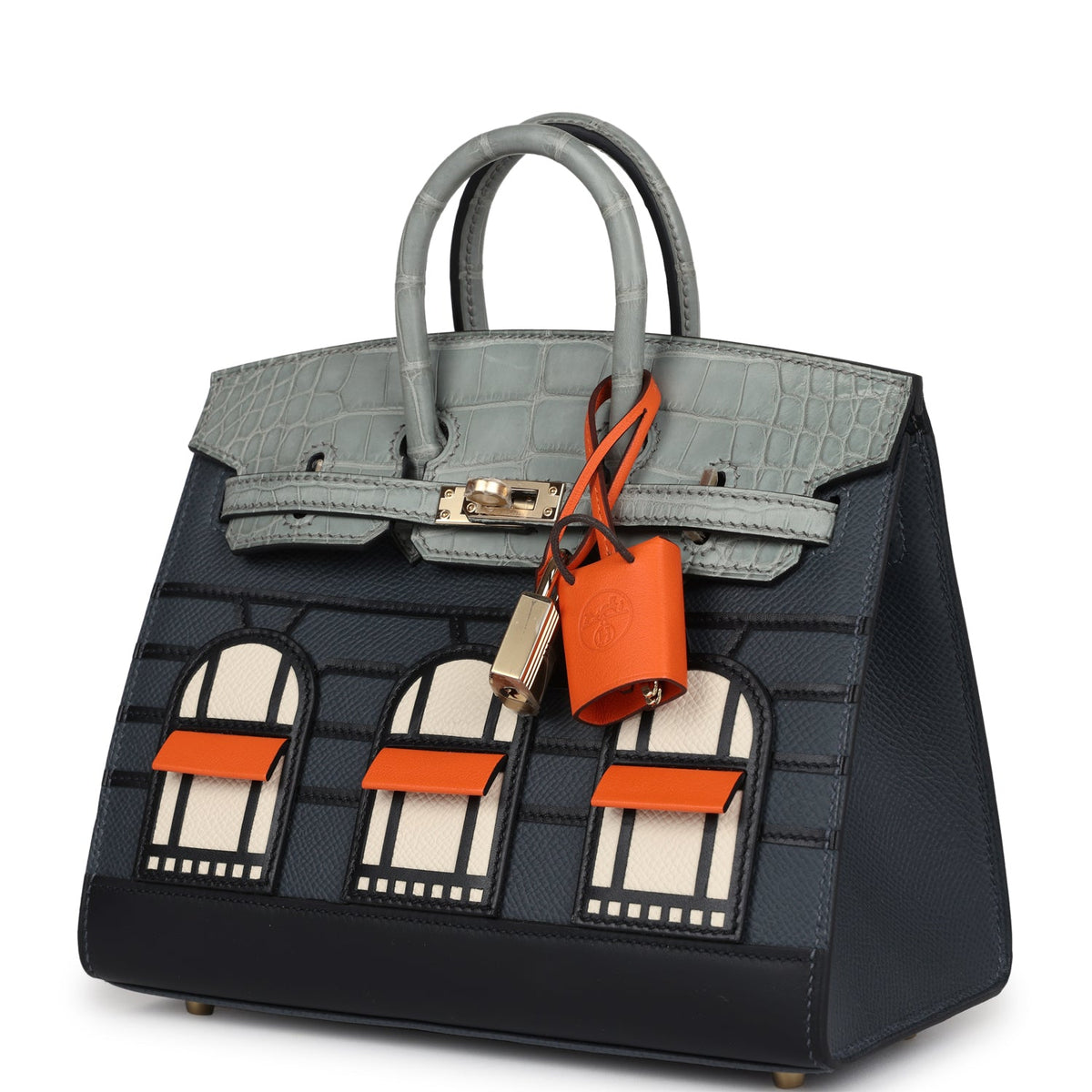 Hermes "Rainy Days" Sac Faubourg Birkin 20 Gris Misty Matte Alligator with Permabrass Hardware