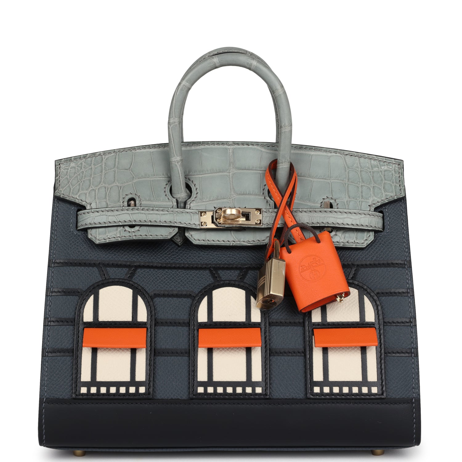 Hermes "Rainy Days" Sac Faubourg Birkin 20 Gris Misty Matte Alligator with Permabrass Hardware