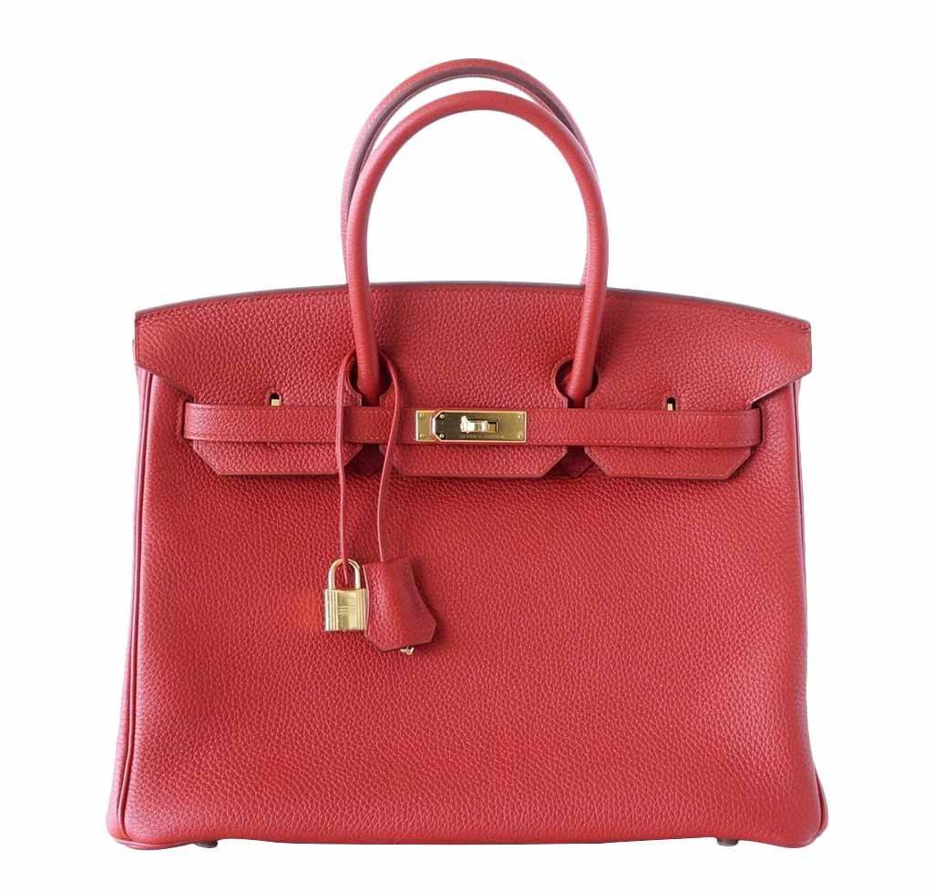 Hermes Birkin 35 Vermillion Togo Leather Gold Hardware