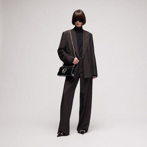 Pinstripe wool mohair jacket - dark brown