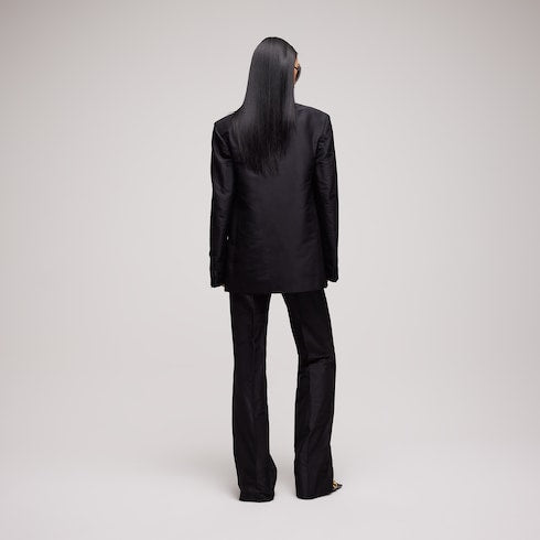 Fine silk faille jacket - black