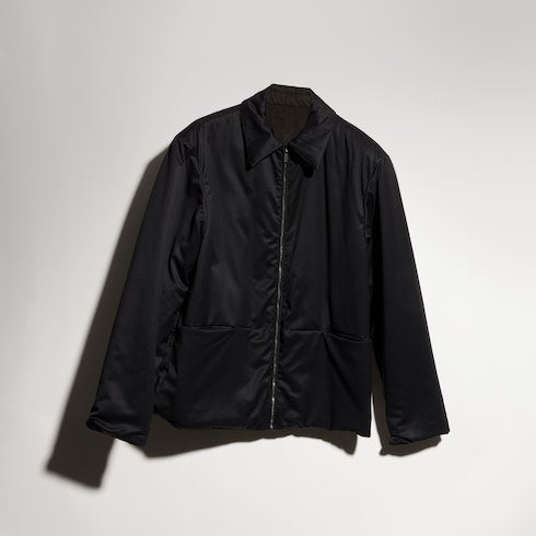 Reversible wool zip jacket - black