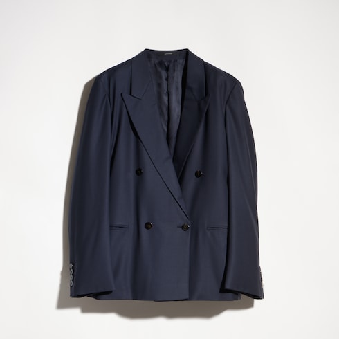 Light wool double-breasted jacket - dark blue