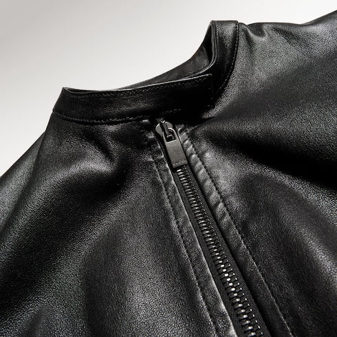 Lightweight stretch leather jacket - black