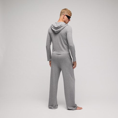 Wool silk blend hooded cardigan - grey