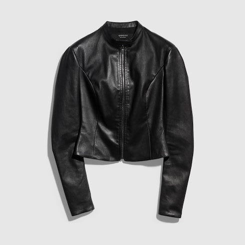 Lightweight stretch leather jacket - black