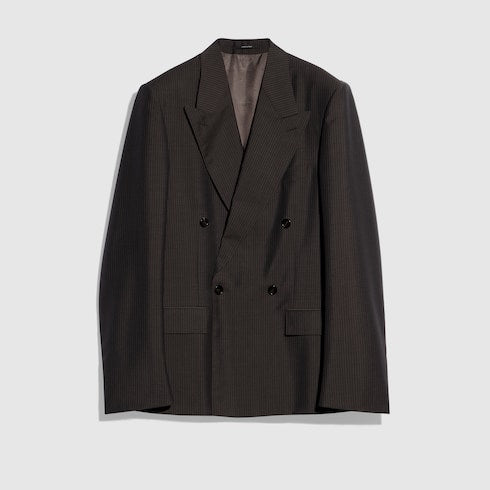 Pinstripe wool mohair jacket - dark brown