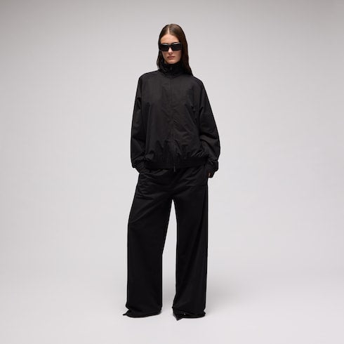 Soft technical twill zip jacket - black