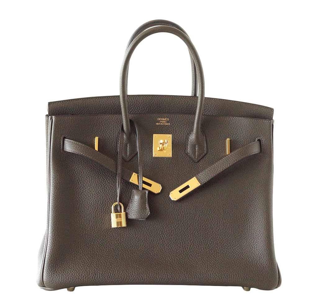 Hermes Birkin 35 Vert Bronze Veau Togo Leather Gold Hardware