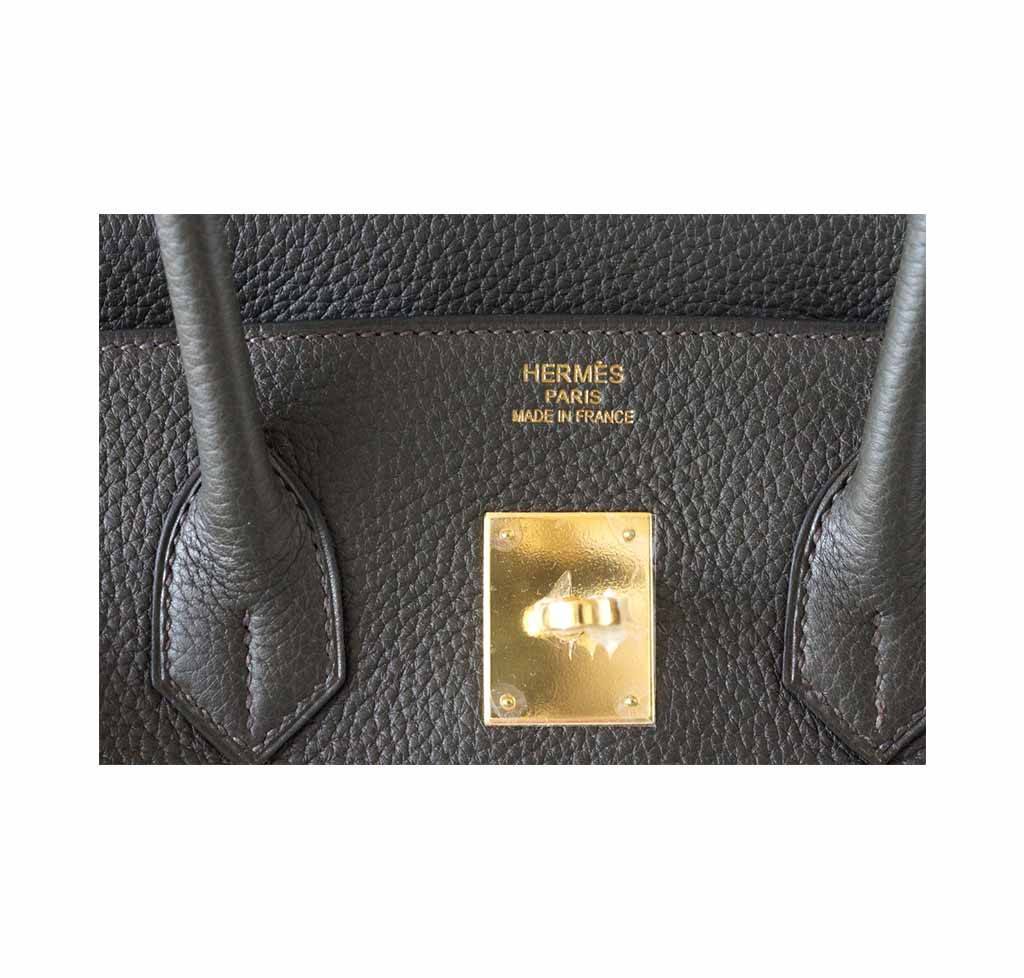 Hermes Birkin 35 Vert Bronze Veau Togo Leather Gold Hardware