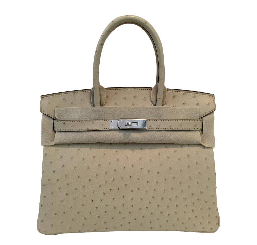 Hermes Birkin 30 Parchemin Ostrich Palladium Hardware