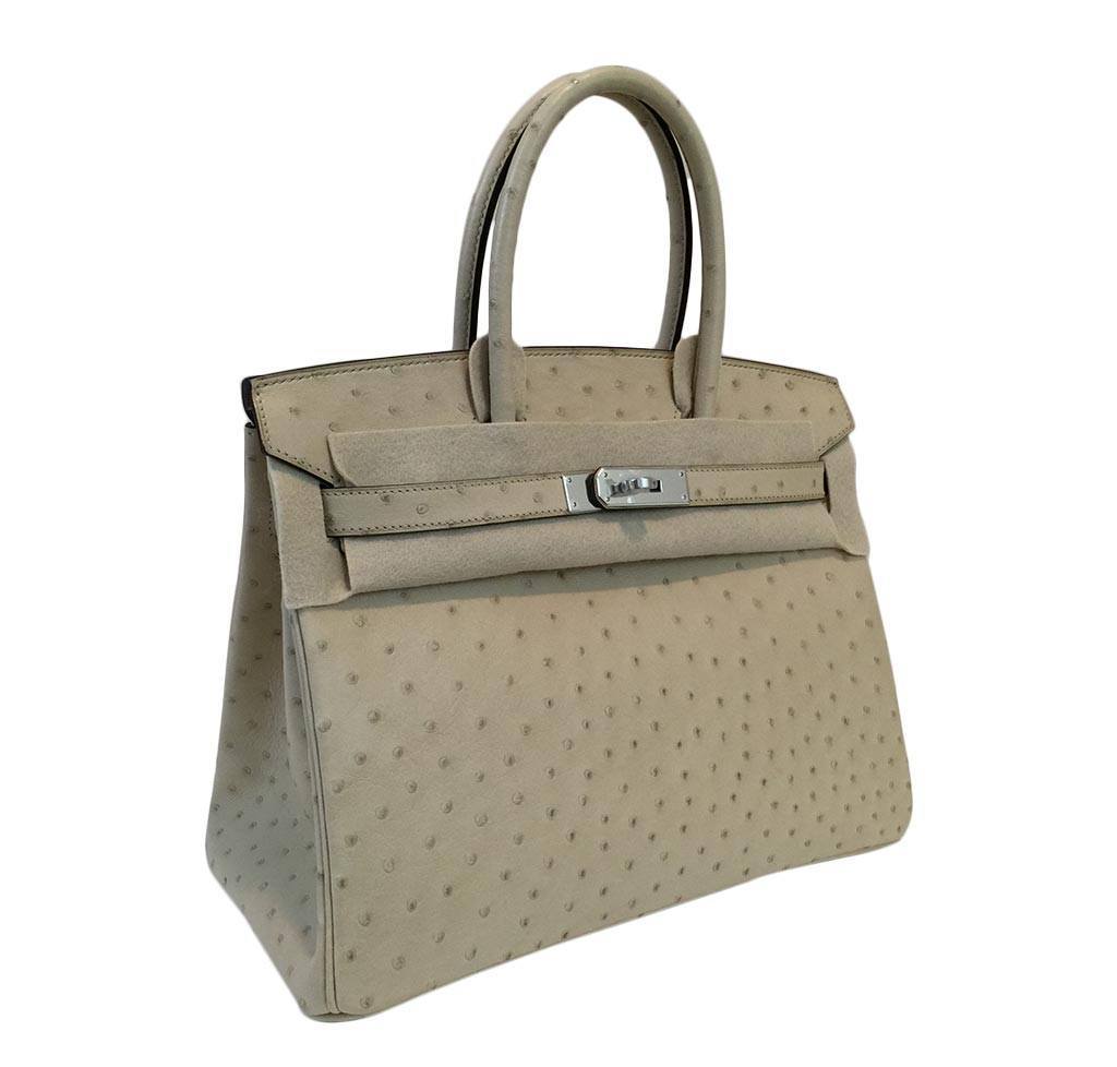 Hermes Birkin 30 Parchemin Ostrich Palladium Hardware