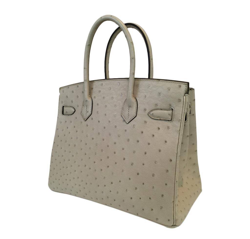 Hermes Birkin 30 Parchemin Ostrich Palladium Hardware