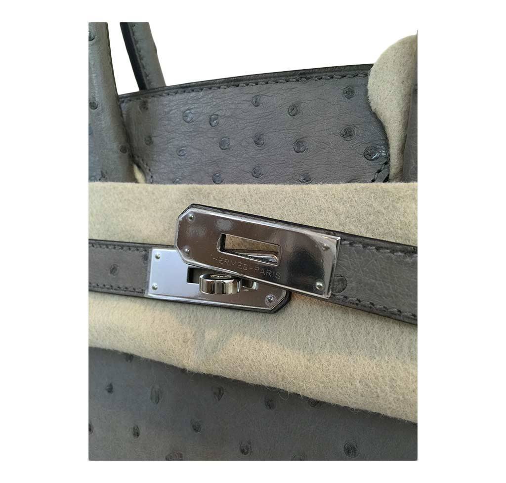 Hermes Birkin 30 Gris Tourterelle Ostrich Palladium Hardware
