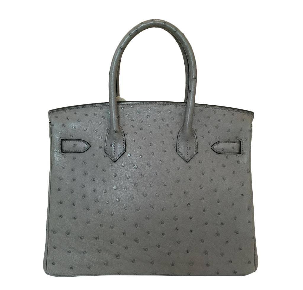 Hermes Birkin 30 Gris Tourterelle Ostrich Palladium Hardware