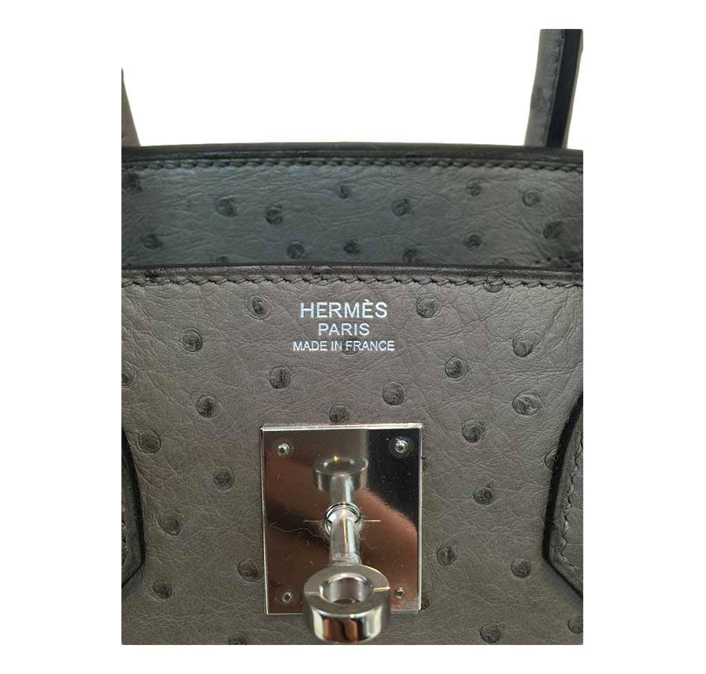 Hermes Birkin 30 Gris Tourterelle Ostrich Palladium Hardware