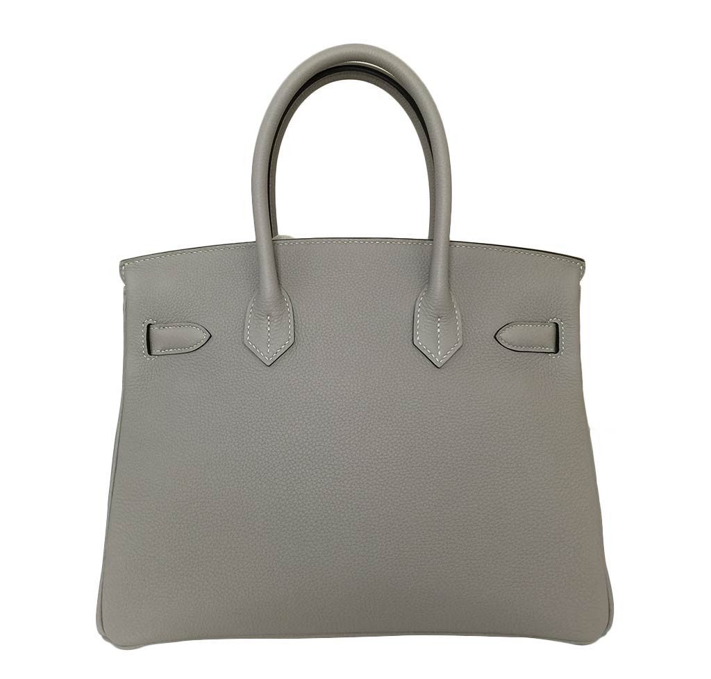 Hermes Birkin 30 Gris Tourterelle Clemence Leather Gold Hardware