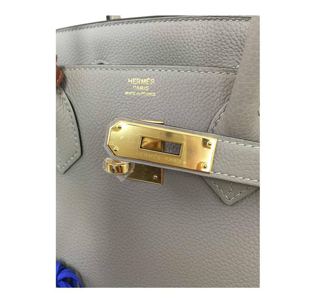 Hermes Birkin 30 Gris Tourterelle Clemence Leather Gold Hardware