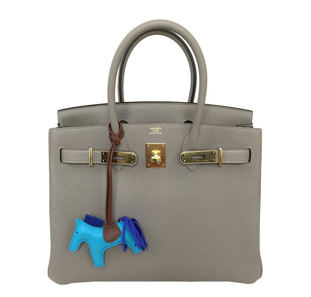 Hermes Birkin 30 Gris Tourterelle Clemence Leather Gold Hardware