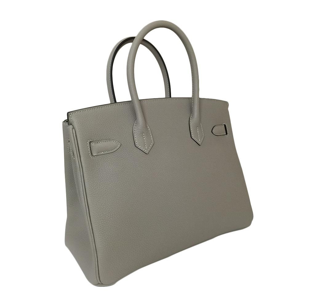 Hermes Birkin 30 Gris Tourterelle Clemence Leather Gold Hardware