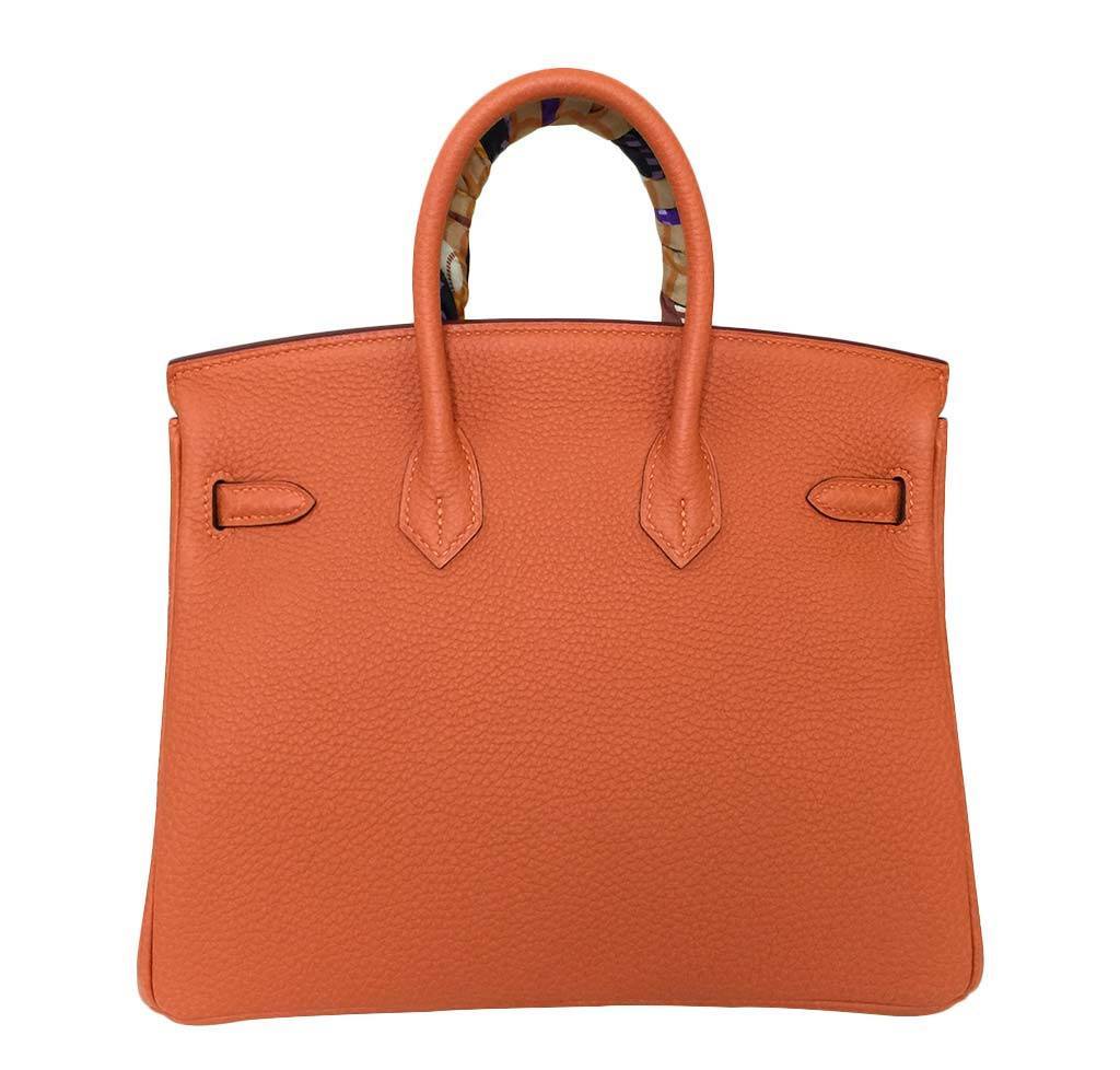 Hermes Birkin 25 Feu Clemence Leather Palladium Hardware