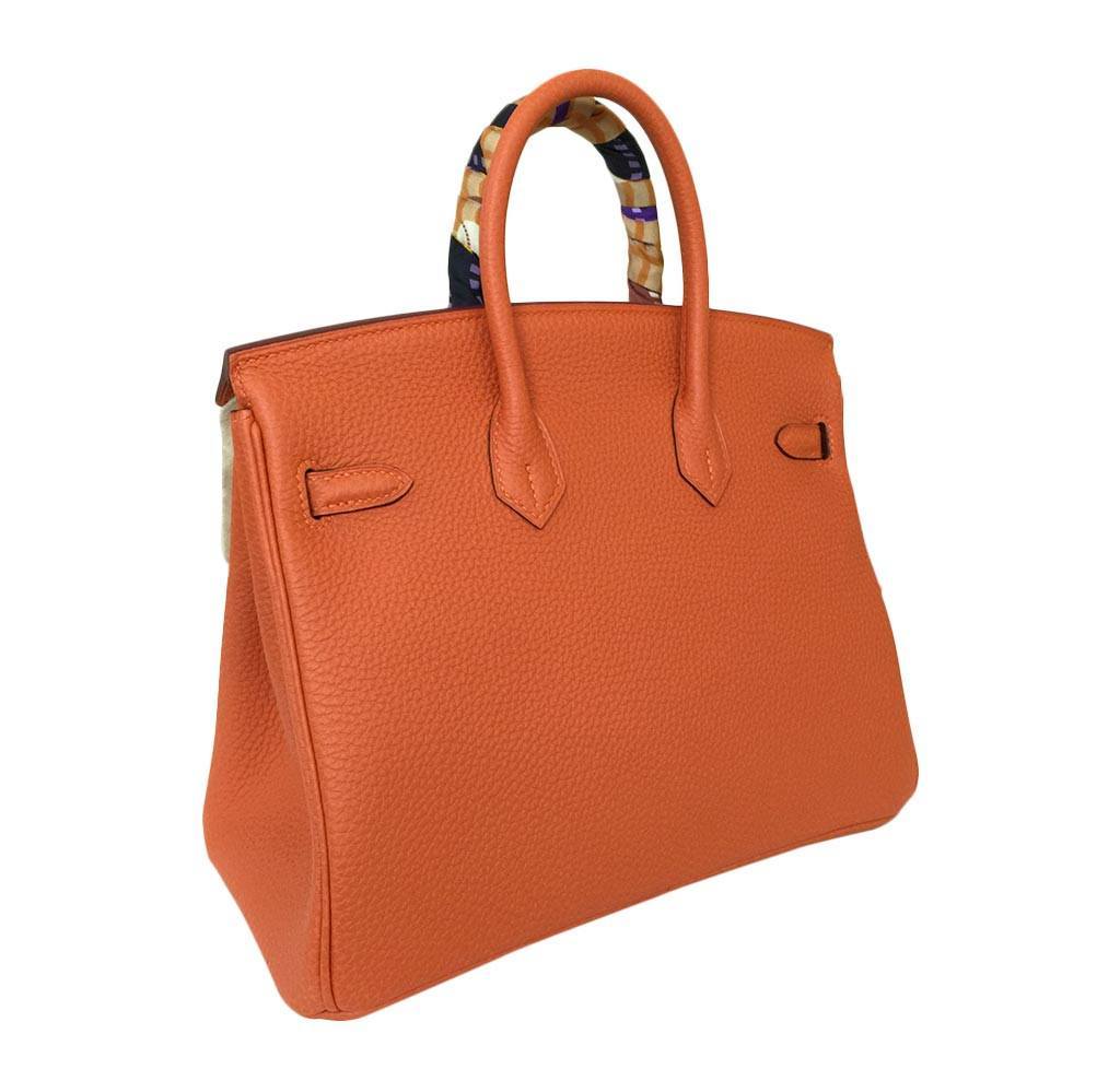 Hermes Birkin 25 Feu Clemence Leather Palladium Hardware