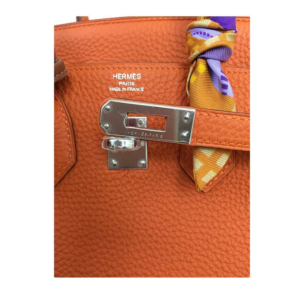 Hermes Birkin 25 Feu Clemence Leather Palladium Hardware
