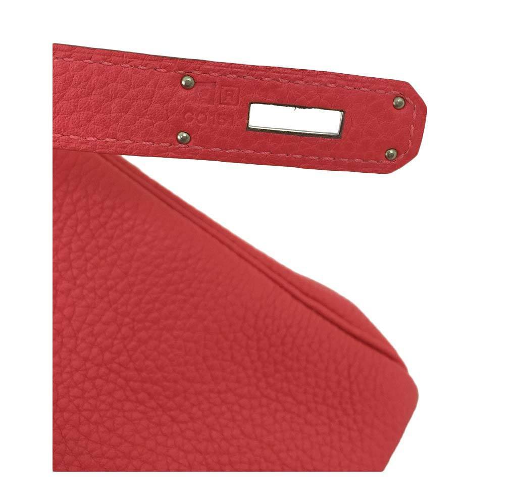 Hermes Kelly 32 Rouge Pivoine Clemence Leather Palladium Hardware