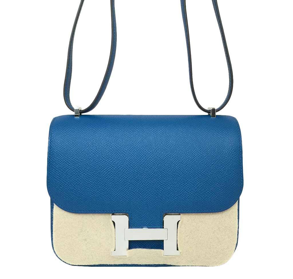 Hermes Constance 18 Blue Izmir Epsom Leather Palladium Hardware