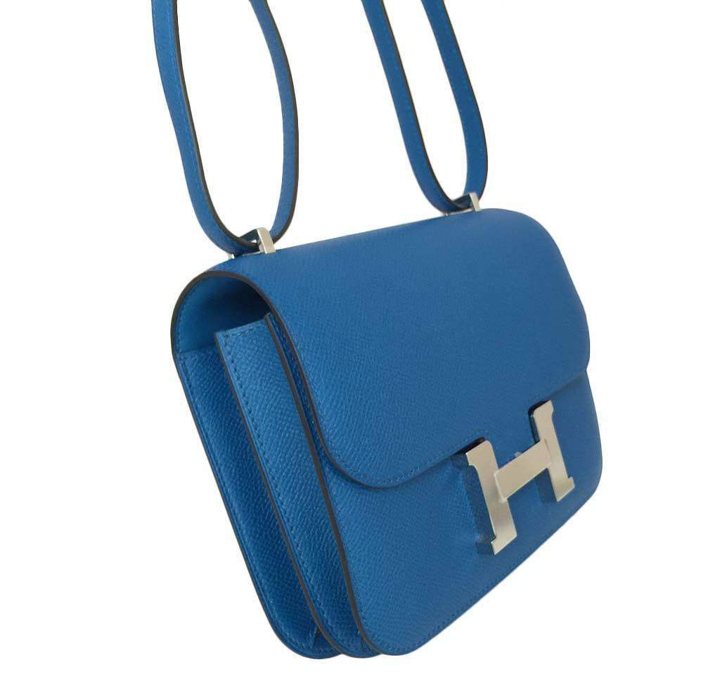 Hermes Constance 18 Blue Izmir Epsom Leather Palladium Hardware
