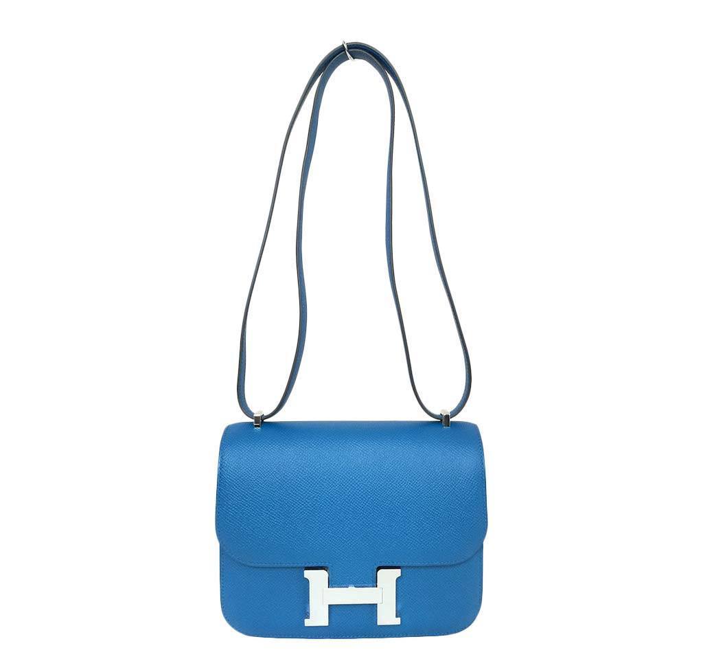Hermes Constance 18 Blue Izmir Epsom Leather Palladium Hardware