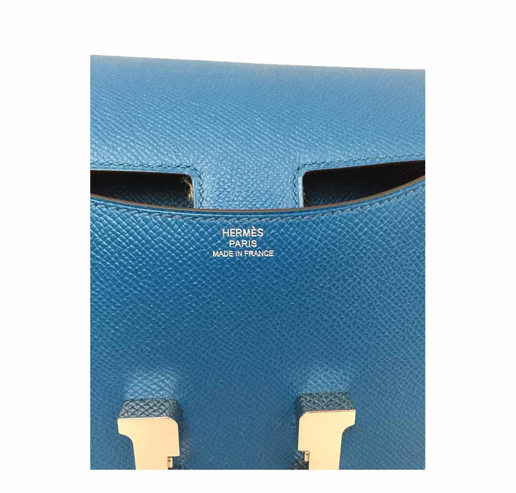 Hermes Constance 18 Blue Izmir Epsom Leather Palladium Hardware