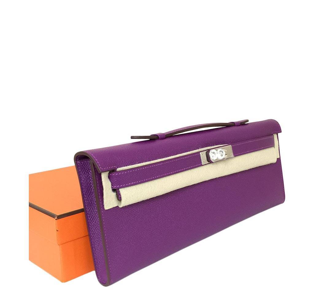 Hermes Kelly Cut Anemone Epsom Leather Palladium Hardware