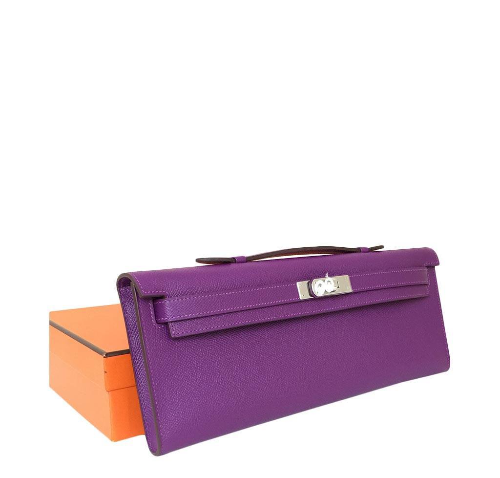 Hermes Kelly Cut Anemone Epsom Leather Palladium Hardware