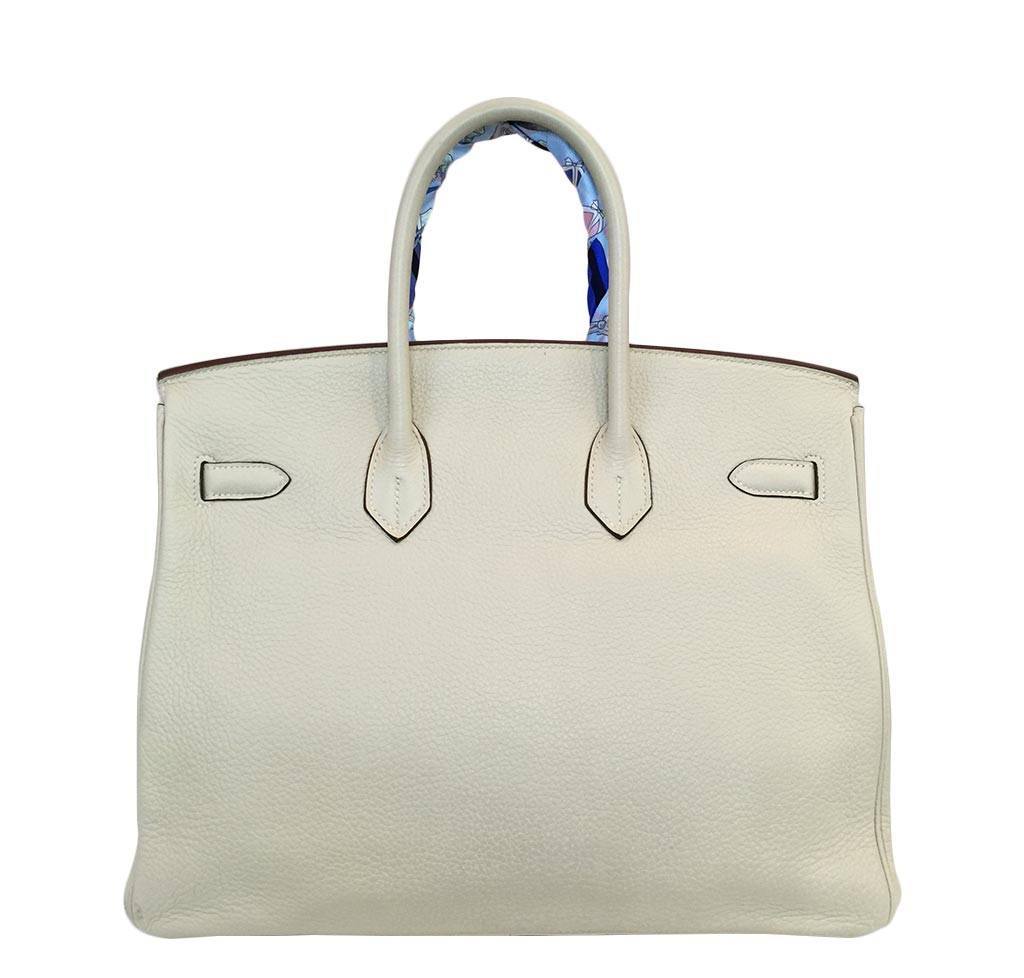 Hermes Birkin 35 Craie Clemence Leather Palladium Hardware