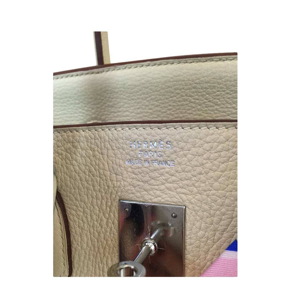 Hermes Birkin 35 Craie Clemence Leather Palladium Hardware